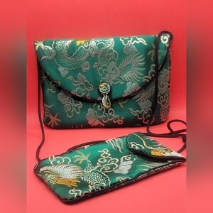 Asian Dragon Silk Bag & Eye Glass Set